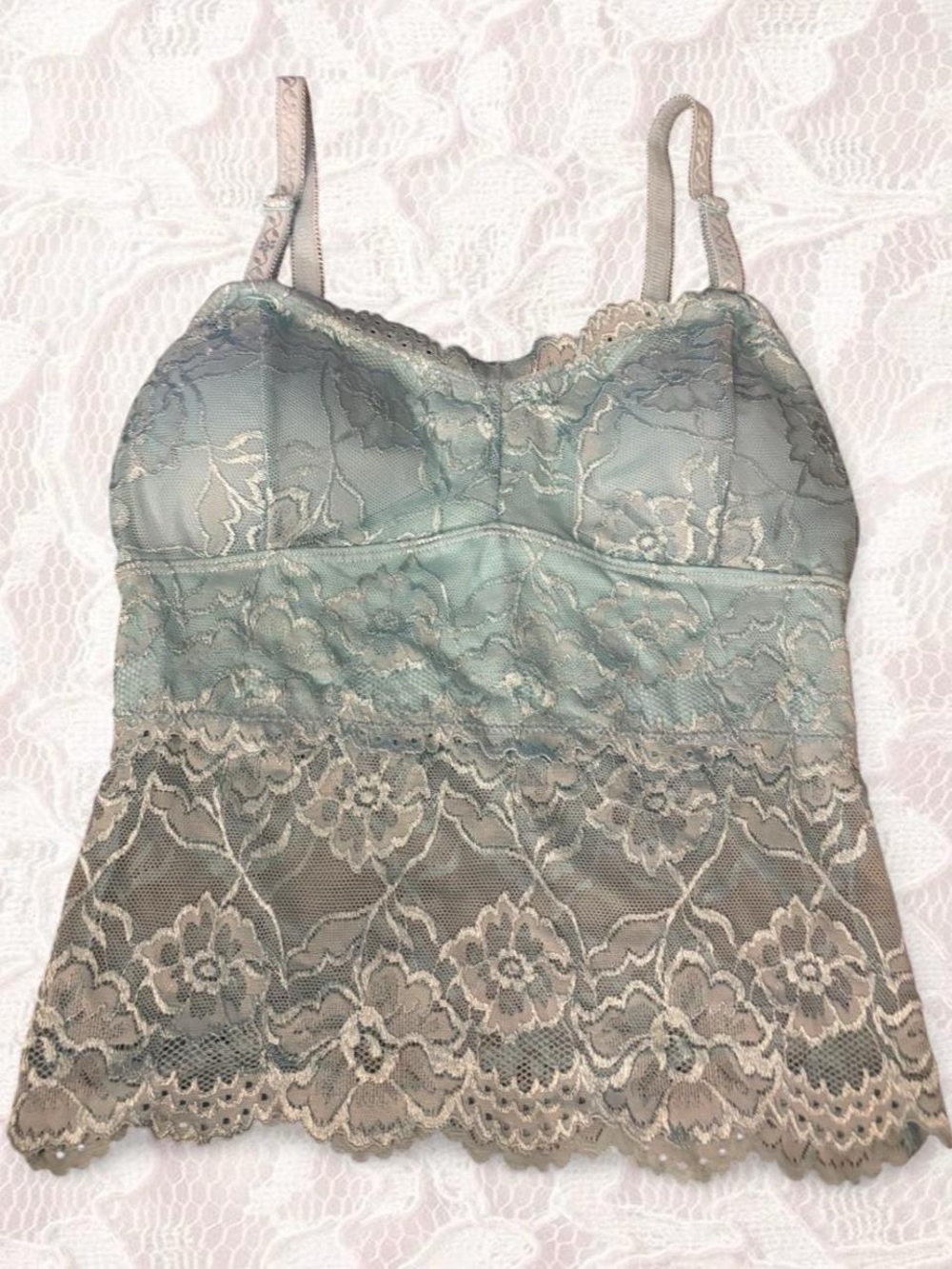 Lace Bustier Cami Tank Top in teal